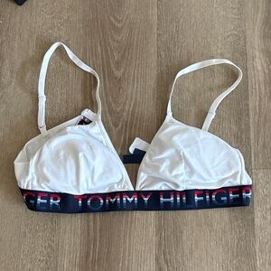 Tommy Hilfiger White Bralette with Navy Logo Band